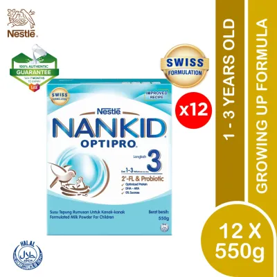 NANKID OPTIPRO Step 3 Growing Up Milk for Children 1-3 Years Old and above (550gx12)