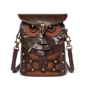 Creative Owl Crossbody Bag for Women Lovely Animal Shoulder Bag PU Leather Messenger Bag Medieval Handbag Purse