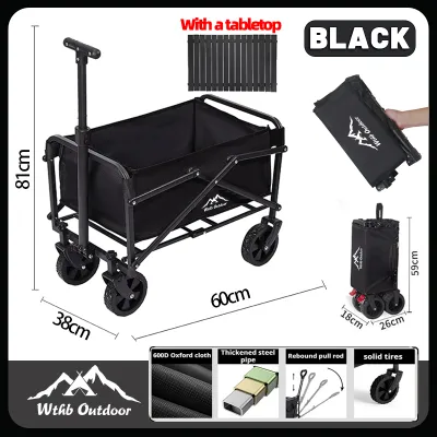 Wthb Foldable Camping Trolley Cart – Multifunctional Portable Wagon with Picnic Table
