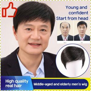 Hairpin Full Headgear Business Mens Short Hair Hair Piece Coverage of Hair Loss Real Hair