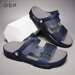 Giày sandal nhựa dẻo đi mưa đi biển chống nước -IDEP GL035- Xăng đan 2 quai ngang siêu nhẹ êm chân cho Nam