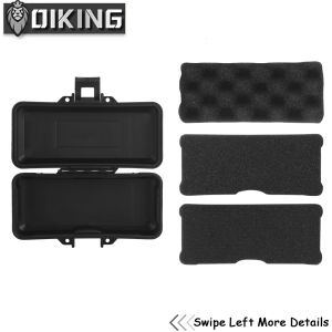 Oiking Tactical Equipment Storage Box (15.2*6.3cm) PP Material Frosted Texture Three-layer Sponge Lining Plaid Cotton Cutting with Lock Keyhole for Outdoor Hunting Accessories