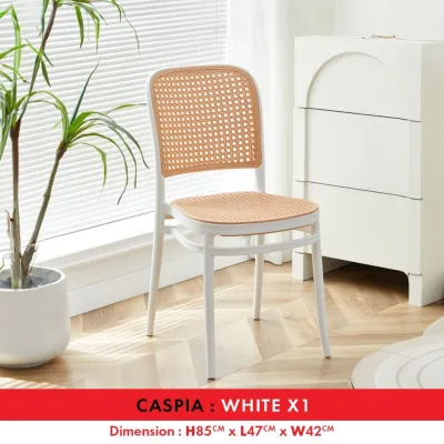 [FREE SHIPPING] KENZZO Caspia Nordic rattan chair PP Chair Plastic Chair | kerusi meja makan | Plastic Chair | Dining Chair | PP Backrest Chair | Nordic Chair | Cafe Kerusi | Elegant Study Chair | Kerusi Makan