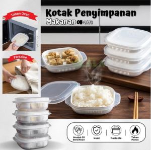 Food Organiser Strainer Kotak Makanan Jaring Anti Basah Kotak Bekal Mini / Kotak Penyimpanan Buah Sayur Dengan Tutup Saringan Fresh Box