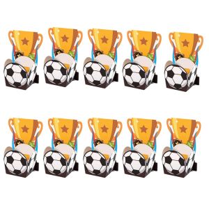 DECALE 10Pcs/Pack Cartoon Football Candy Box Simple Portable Mini Football Gift Box Treat Boxes Reusable Soccer Party Favor Bags Sports Theme Party
