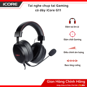 Tai nghe chụp tai Gaming có dây iCore G11 - LED đổi màu tai nghe có micro - Hàng Chính Hãng