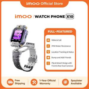 imoo X10 Kids Smart Watch Phone Video Call with 5M+8M Dual Camera 1.6"AMOLED GPS Live-Tracking Detachable IP68 Water Resistant Texting & Voice Message AI Scanner Fitness Calorie Calculator Steps