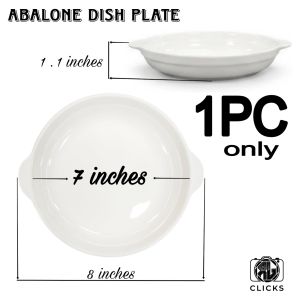 ABALONE DISH PLATE WHITE CERAMIC NESTING DINNER PLATE W/ DOUBLE HANDLES
