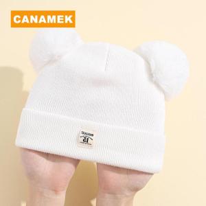 【CANAMEK】 Cute Winter Hat Solid Color Wool Knitted Bonnet Bebe Newborn Baby Hat Pompom For Kids Boys Girls Children Warm Cap