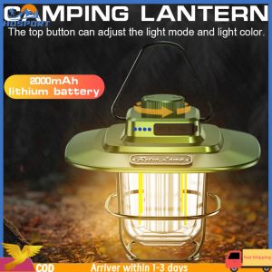 【Hospor】 LED Hanging Camping Lamp Vintage Portable Hanging Tent Light Stepless Dimming Rechargeable for Outdoors for Hiking Camp for Home