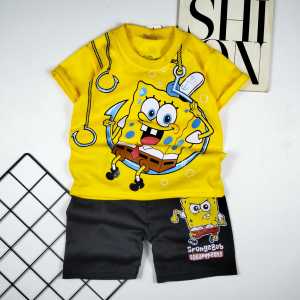 IDC Setelan Baju Anak Laki-laki Perempuan Karakter Spongebob Kekinian Usia 1-10 Tahun