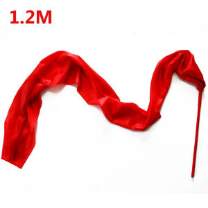 1.2m/3m Red Silk Gymnastic Gym Ribbons Dance Ribbon Rhythmic Art Gymnastic Ballet Streamer Twirling Rod Stick for Training