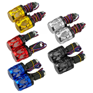 Universal Bike Handlebar End Lights With Multicolor LED Aluminum Construction Quick Installation For Night Visibility