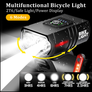 KALLA BIKEONO Lampu Depan Sepeda super terang anti air LED T6 USB Rechargeable 6 Mode 1000 Lumens