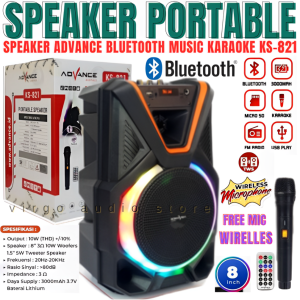 Advance Ks-821 Speaker Portable 8" Bluetooth Free Mic Wireless | Speaker Bluetooth Advance Ks 821 8 Inch Free Mic Wireless Dan Remote - Fm Radio - Aux - Sd Card - Line In - Usb - Bluetooth Free Microphone