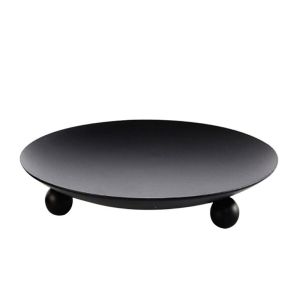 JPTD Black Iron Candle Holder Golden Round Festival Candlestick Holder Simple Decorative Candle Base Tray for Home