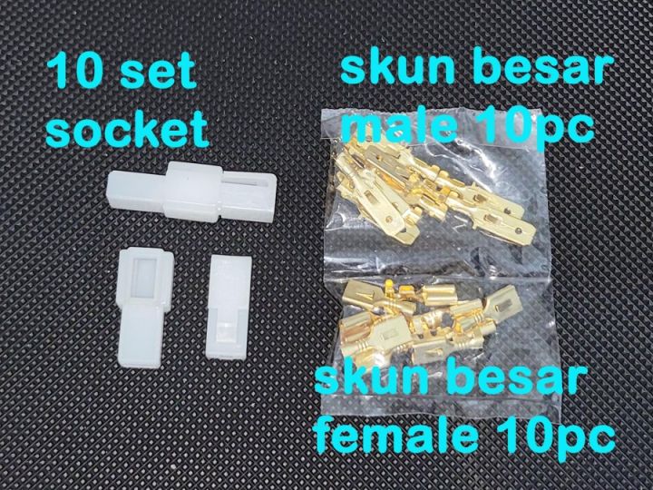 Socket mobil 1 pin besar 10 set/ connector skun motor soket / konektor ...