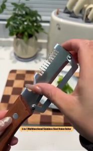 3-IN-1 Multifunctional Peeler Bottle Opener Slicer Stainless Steel Wooden Handle Peeling Cutter