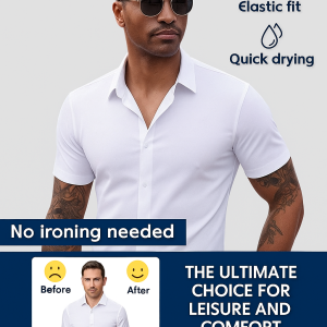 Mens business tough elastic thin shirt casual cardigan lapel