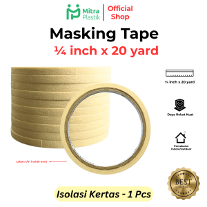 Masking Tape 1/4 inch Lakban Solasi Solatip Kertas 6 mm 20 yard