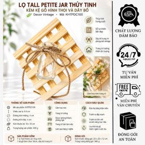 Kệ Gỗ Hình Thoi Kèm Lọ Thủy Tinh Ribbed Glass Vase Trang Trí Tường