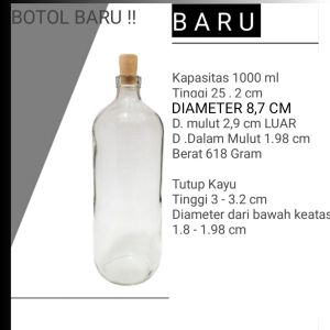 Botol Kaca 1 liter/ Botol  BENSIN / BOTOL JAMU KACA  1 LITER