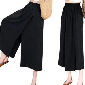 Womens Summer Split High Waist Casual Loose Wide Leg Pants