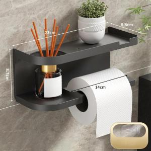Wall Mounted Toilet Paper Holder With Shelf Drill Free Adhesive Waterproof PP Bathroom Organizer
