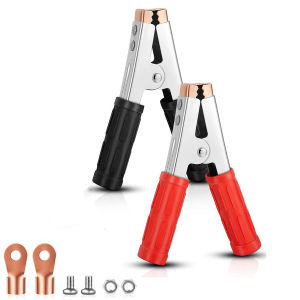 AUTOFun 2Pcs 300A 400A Car Cable Alligator Clip Crocodile Clip Insulated Battery Clamp Heavy Duty
