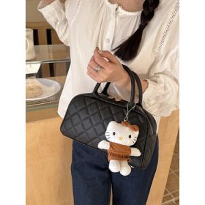 IELGY Autumn Winter Melade Color Series Bowling Bag Diamond Pattern Portable Handbag (without Pendant)