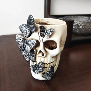 xpkQ Halloween skull decorations ghost parties butterfly skull ornaments pen holders resin crafts Q8H3K