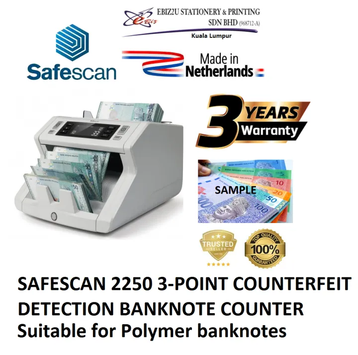 SAFESCAN 2250 3-POINT COUNTERFEIT DETECTION BANKNOTE COUNTER - Suitable ...