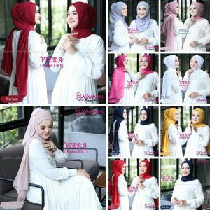 Danisha Viera Pashmina Terbaru Murah Kekinian Bahan Ceruty NO pad Motif Polos - Pashtan Inner 3in1 - Bahan Cerutty Babydoll - 10 Pilihan Warna - Size 200 × 75 cm (Gratis Ongkir)