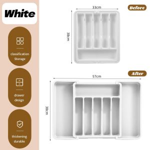 Cutlery Holder Adjustable Cutlery Divider Kitchen Drawer Organizer Storage for Spoon Fork