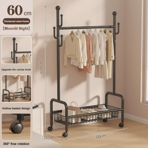 JFS 150CM Clothes Rack Stainless Bedroom Clothes Drying Rack Double Layer Coat Hangers Organizers Floor-standing