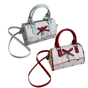 Fashionable Dot Shoulder Bag with Bows Decors Lightweight PU Crossbody Bags Evening Purse Essential Items Handbag