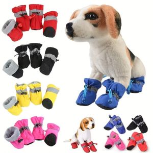 PLLEWY 4Pcs Anti-Scratch Pet Dog Shoes Waterproof Anti-Slip Anti-slip Rain Boots Cozy Thick Grip Dog Booties for Puppy