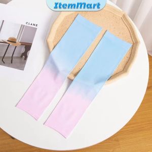 ItemMart Colorful Arm Sleeves Ice Silk Cycling Sleeves Anti-UV Running Gloves