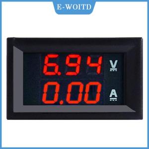 【E-WOITD】 ดีซี0-100โวลต์มิเตอร์ดิจิตอล10A แอมป์มิเตอร์จอแสดงผลแบบคู่แผงมิเตอร์มิเตอร์วัดแรงดันไฟฟ้าในปัจจุบันแอมป์โวลต์มาตรวัด0.28 สีแดงสีฟ้า LED
