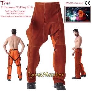 Professional Welding Pants Weld Flame Arc Spark Abrasion Resistant Worker Cowhide Leather Clothing Welder Trousers
