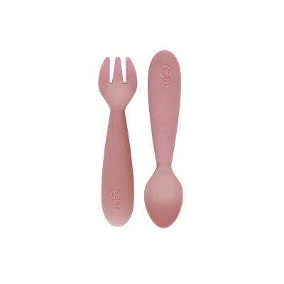 EzPz Mini Utensils (10 Colors) | 12M+ | Silicone Fork & Spoon