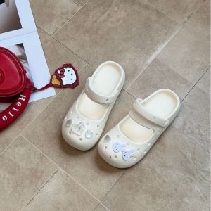 Free Shipping Cute Ballet Flats For Women Breathable Beach EVA Clogs Summer Thick-Soled Perforated Sandals Suitable For Outdoor Wear And With A Non-Slip Sole