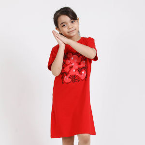Forest x Disney Kids Mickey 3D Effects Round Neck Short Sleeve Dress | Baju Budak Perempuan - FWK885006