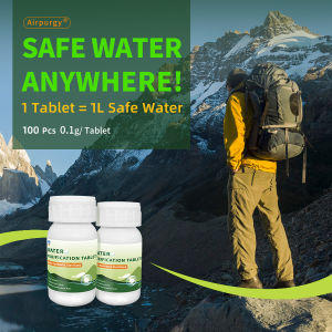 4 Bottles Airpurgy 0.1gX100 Water Purification Tablets - Portable Solution for Clean Water AnywhereMultipurpose Cleaner