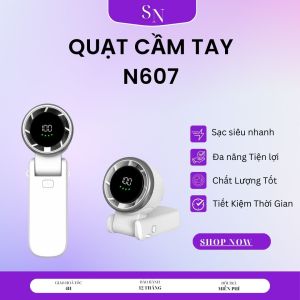 Quạt Cầm Tay N607 Siêu Mát 5 Tốc Độ Gió 180 Độ Xoay Gấp Gọn Màn Hình Led Hiển Thị Số Pin Quạt cầm tay để bàn tiện lợi nhỏ gọn N607 Quạt Cầm Tay Tích Điện Gió Mạnh Turbo Công Suất 7W 5 Cấp Độ Chính Hãng Suno Top