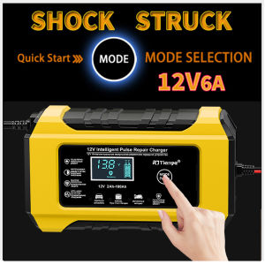Bộ sạc acquy máy sạc ắc quy TIANYE 12V 6A kèm phục hồi bìnhsạc bình acquytự ngắt khi đầykhử sunfat (MÀU VÀNG).