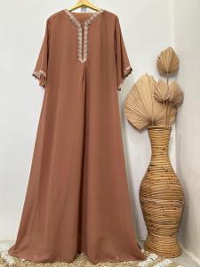 Gamis/Dress Ceruty Terbaru Motif Kaftan Mat Ceruty Babydoll Variasi Renda LD 115cm