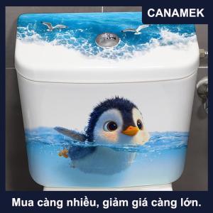 【CANAMEK】 Sáng tạo tự dính dễ thương chim cánh cụt nhà vệ sinh dán không thấm nước phòng tắm Đề can trang trí