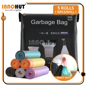 [1BAG] 45CM x 50CM Disposable Drawstring Garbage Bag Strong Plastic Waste Basket Cleaning Trash Bag