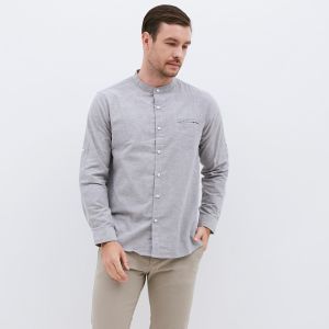 M231 Kemeja Pria Koko Shanghai Polos Oxford Panjang Abu 1552G